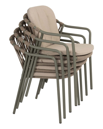 Taste 4SO Manitoba Stapelbare Essstuhl Olive + Liam Esstisch Teak 180 cm