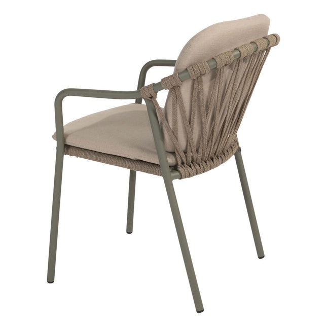 Taste 4SO Manitoba stapelbare dining stoel olive + Liam eettafel teak 180 cm
