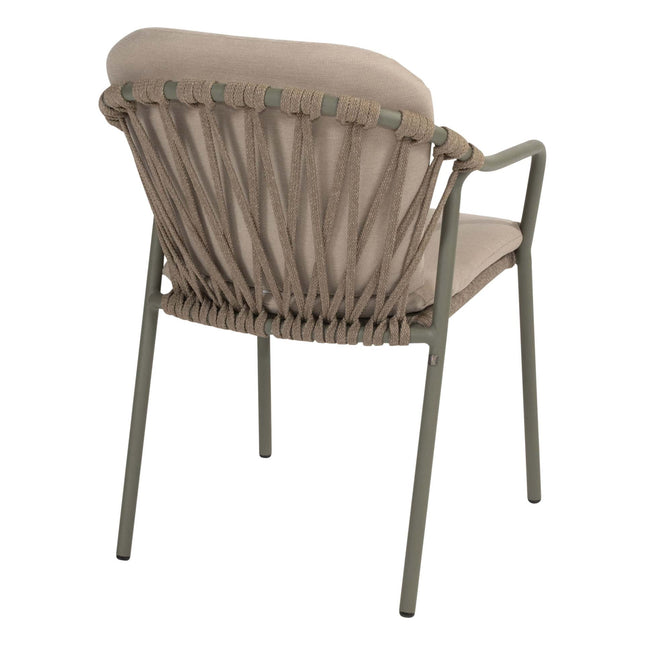 Taste 4SO Manitoba stapelbare dining stoel olive + Liam eettafel teak 180 cm