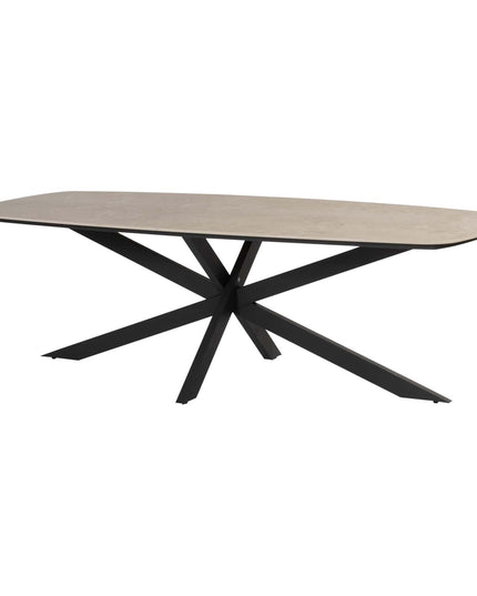 Taste 4SO Manitoba Stapelbare Essstuhl Anthrazit + Prado Tisch mit Keramik -Tisch -Top -Lauf Anthrazit 240 cm