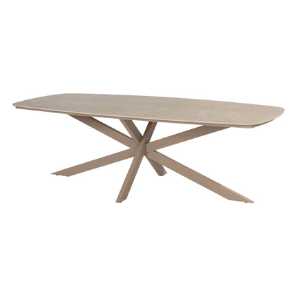 Taste 4SO Eva dining + Prado tafel met keramisch tafelblad barrel latte 240 cm