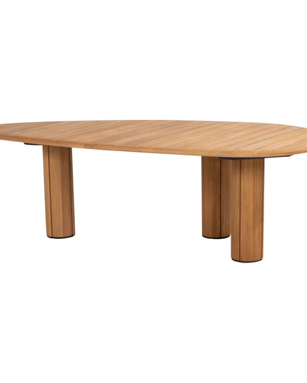 4 Seasons Outdoor Allora dining stoel terre + Taste 4SO Corsica tafel kiezel-vorm teak 240 cm