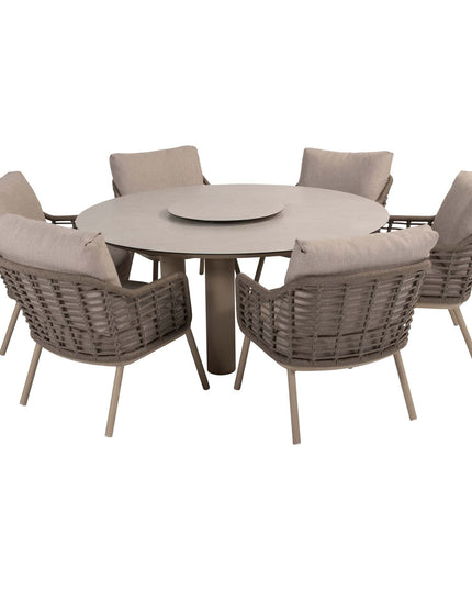 Taste 4SO Puglia low dining stoel + Donato low dining tafel 160 Ø cm latte