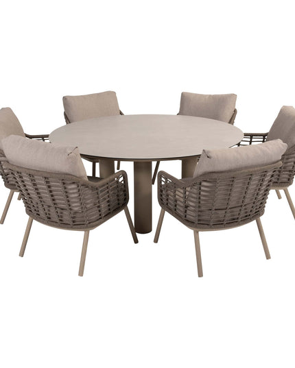 Taste 4SO Puglia low dining stoel + Donato low dining tafel 160 Ø cm latte