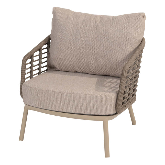 Taste 4SO Puglia loungeset 3-zits loungebank + 2x lounge stoel + Demi set van 2 salontafels latte