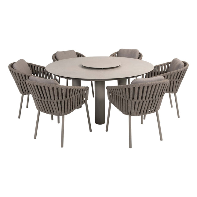 Taste 4SO Owen dining stoel + Donato eettafel 160 Ø cm cloud + lazy susan