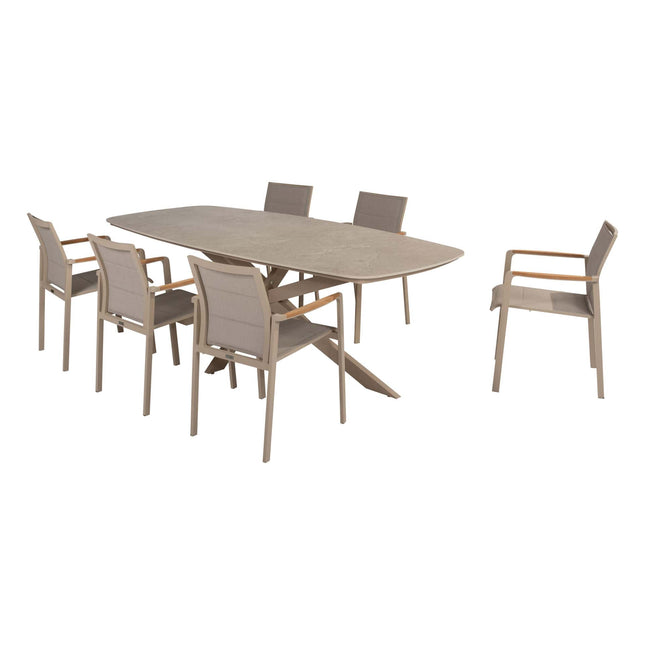 Taste 4SO Cortina dining + Prado tafel met keramisch tafelblad barrel latte 240 cm
