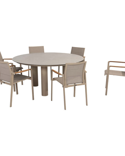 Taste 4SO Cortina dining + Donato tafel met geprint keramiek tafelblad 160 Ø cm latte