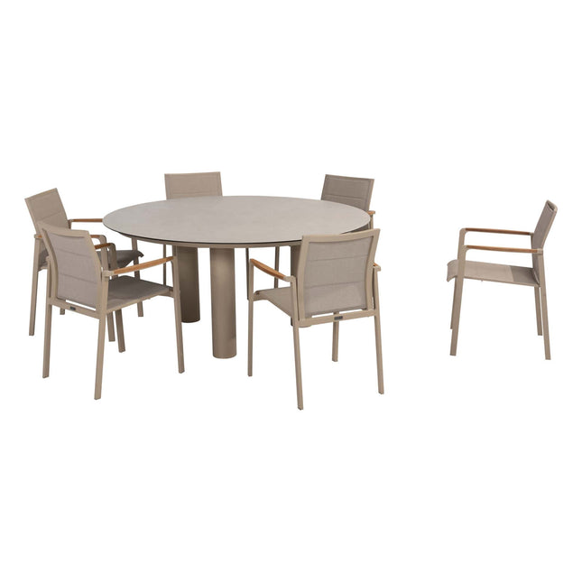 Taste 4SO Cortina Dining + Donato Tisch mit bedrucktem Keramiktisch Top 160 Ø CM Latte