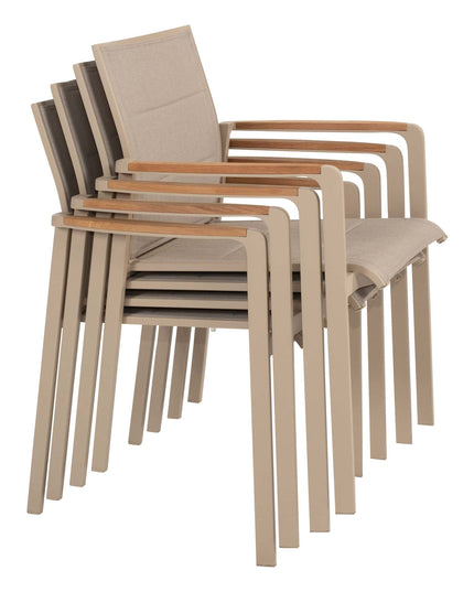 Taste 4SO Cortina dining + Donato tafel met geprint keramiek tafelblad 160 Ø cm latte