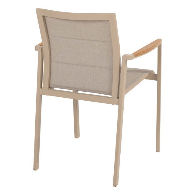 Taste 4SO Cortina dining + Prado teak tafel 130 Ø cm teak onderstel