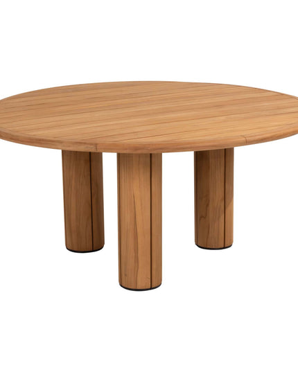 4 Seasons Outdoor Fabrice dining stoel latte + Taste 4SO Corsica tafel teak 160 Ø cm