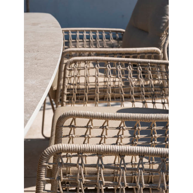 Taste 4SO Albano Essstuhl + Prado Tisch mit Keramik -Tisch -Top -Fass -Latte 240 cm