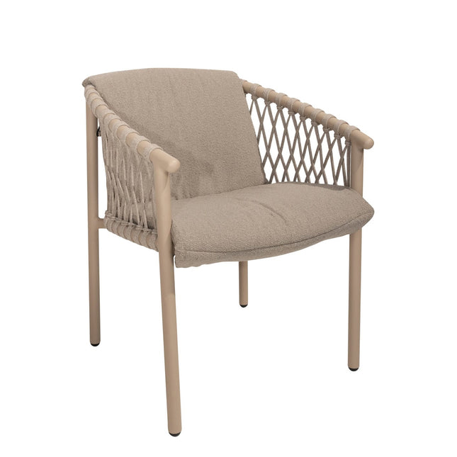 4 Seasons Outdoor Allora Essstuhl Latte + Geschmack 4SO Liam Tisch mit Keramikblatt 240 cm