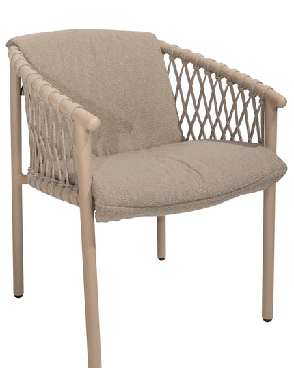 4 Seasons Outdoor Allora dining stoel latte + Taste 4SO Corsica tafel teak 160 Ø cm