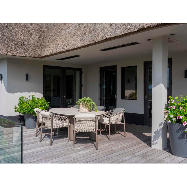4 Seasons Outdoor Allora Essstuhl Terre + Arizona Tisch Keramikblatt 160 Ø cm