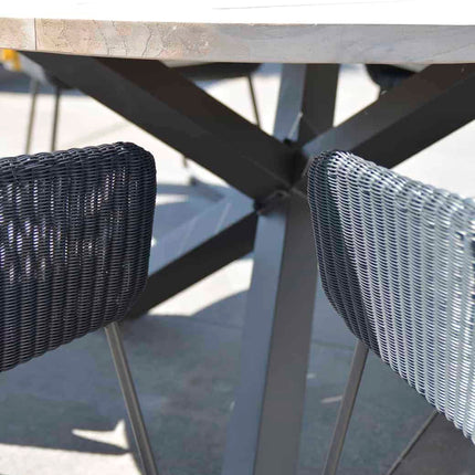 Taste 4SO Louvre Teak Tabelle 160 Ø CM Aluminiumbasis
