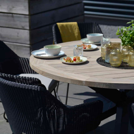 Taste 4SO Louvre Teak Tabelle 160 Ø CM Aluminiumbasis