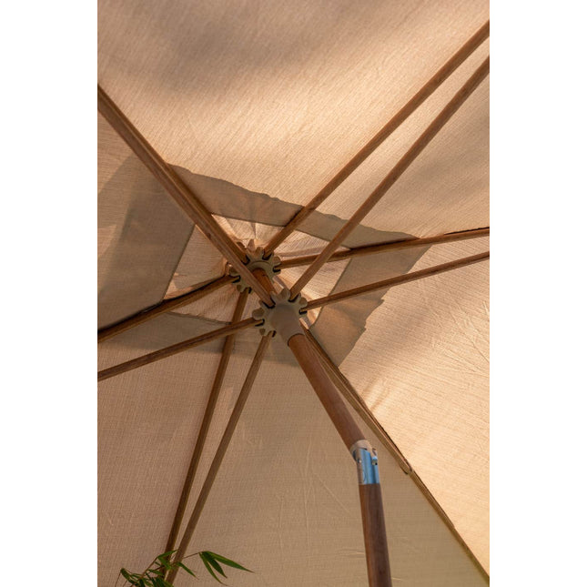 4 Seasons Outdoor Azzurro 300 cm. Ø zand met houtlook frame