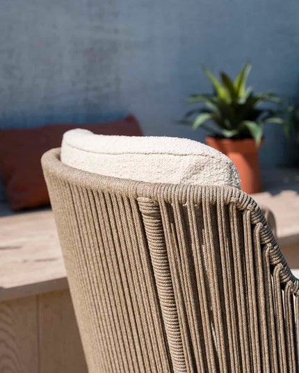 4 Seasons Outdoor Bernini Essstuhl + Geschmack 4SO Prado Teak Tisch Oval 240 cm Terre Onderstel