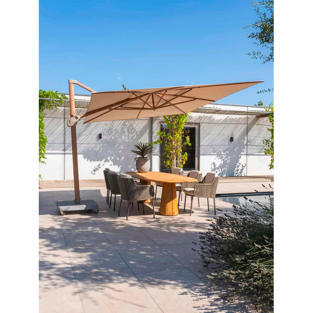 4 Seasons Outdoor Bernini Essstuhl + Geschmack 4SO Capri Tisch-Fass-Form-Teak 240 cm