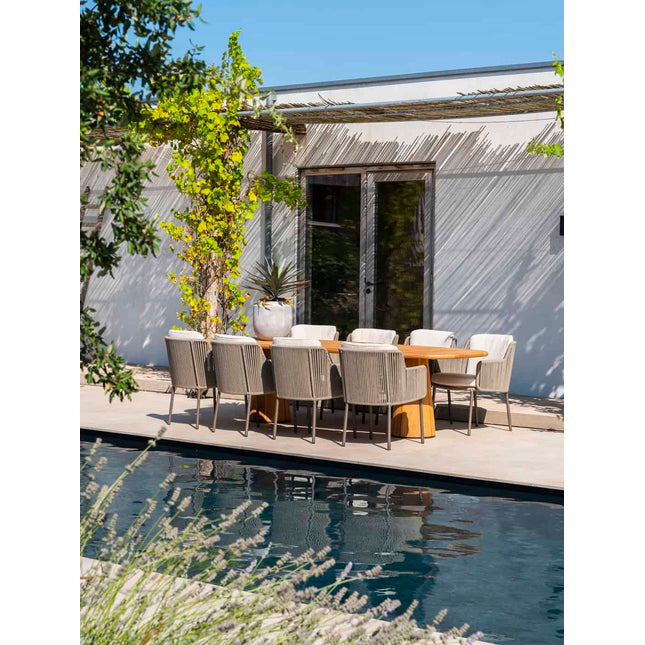 4 Seasons Outdoor Bernini Essstuhl + Geschmack 4SO Capri Tisch-Fass-Form-Teak 280 cm