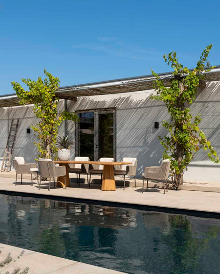 4 Seasons Outdoor Bernini Essstuhl + Geschmack 4SO Capri Tisch-Fass-Form-Teak 280 cm