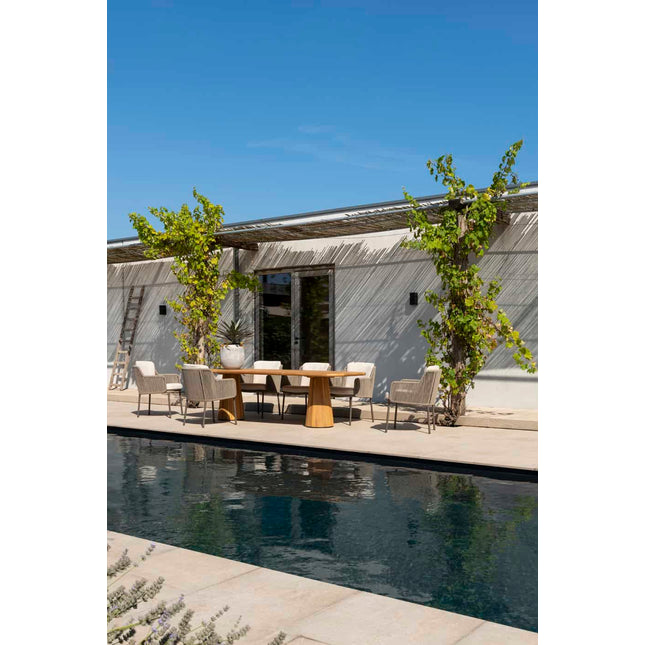 4 Seasons Outdoor Bernini Essstuhl + Geschmack 4SO Capri Tisch-Fass-Form-Teak 280 cm