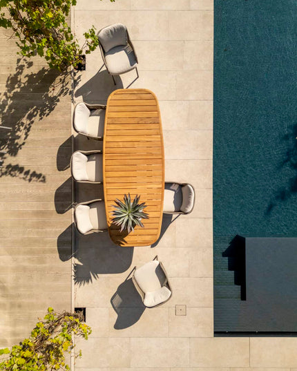 4 Seasons Outdoor Bernini Essstuhl + Geschmack 4SO Capri Tisch-Fass-Form-Teak 280 cm
