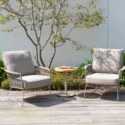 4 Seasons Outdoor Boaz bijzettafel met keramisch tafelblad, centrale poot latte 45 cm. Ø (H 55)