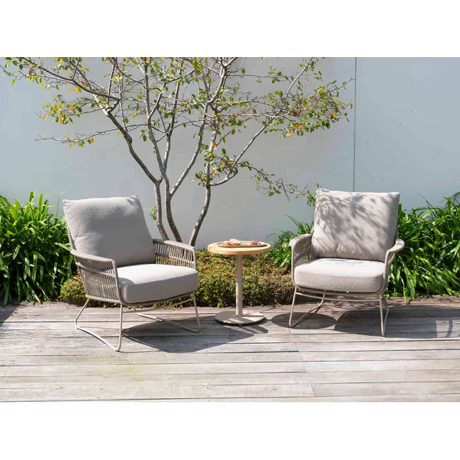 4 Seasons Outdoor Boaz bijzettafel met keramisch tafelblad, centrale poot latte 45 cm. Ø (H 55)