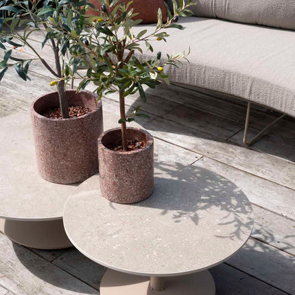 4 Seasons Outdoor Boaz salontafel met keramisch tafelblad, centrale poot latte 80 cm. Ø (H 30)