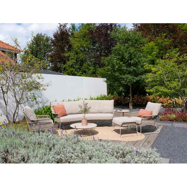4 Seasons Outdoor Boaz salontafel met keramisch tafelblad, centrale poot latte 80 cm. Ø (H 30)