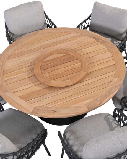Taste 4SO Saba low dining teak tafel 160 Ø cm antraciet onderstel