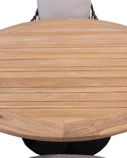 Taste 4SO Saba low dining teak tafel 160 Ø cm antraciet onderstel