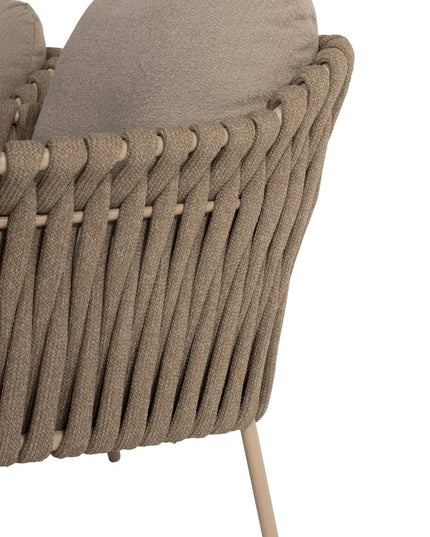 4 Seasons Outdoor Comino loungebank + Volta bijzettafel 45 Ø cm latte