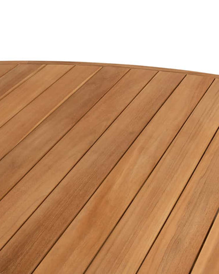 4 Seasons Outdoor Nora dining stoel + Taste 4SO Corsica tafel kiezel-vorm teak 240 cm