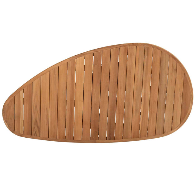 4 Seasons Outdoor Jura Dining + Geschmack 4SO Corsica Tisch Kieselform Teak 240 x 130 cm