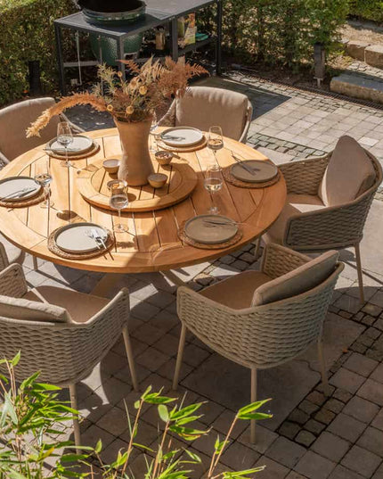 4 Seasons Outdoor Eros dining + Taste 4SO Prado teak tafel 130 Ø cm