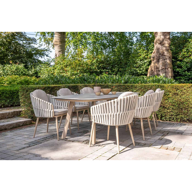 Taste 4SO Eva dining + Manolo tafel latte met geprint keramiek tafelblad 240 cm