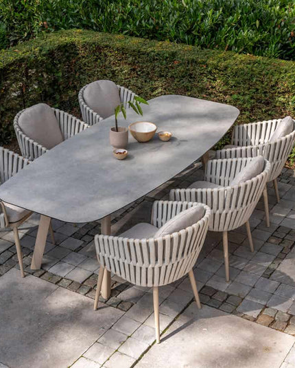 Taste 4SO Eva dining + Manolo tafel latte met geprint keramiek tafelblad 240 cm