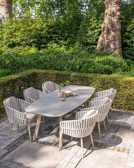 Taste 4SO Eva dining + Manolo tafel latte met geprint keramiek tafelblad 240 cm