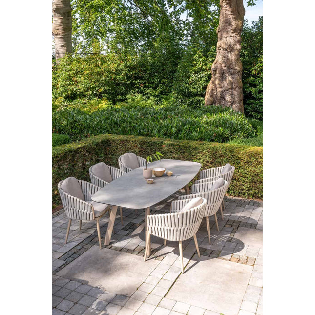 Taste 4SO Eva dining + Manolo tafel latte met geprint keramiek tafelblad 240 cm