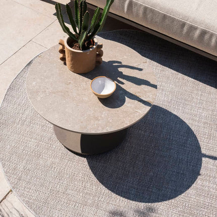 4 Seasons Outdoor Boaz salontafel met keramisch tafelblad, centrale poot terre 60 cm. Ø (H 35)