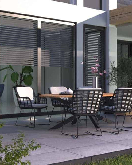 4 Seasons Outdoor Fabrice Dining Anthrazit + Geschmack 4SO Prado Teaktisch Ellips 240 cm