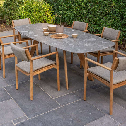 4 Seasons Outdoor Levi stapelbare dining stoel teak incl. 2 kussens