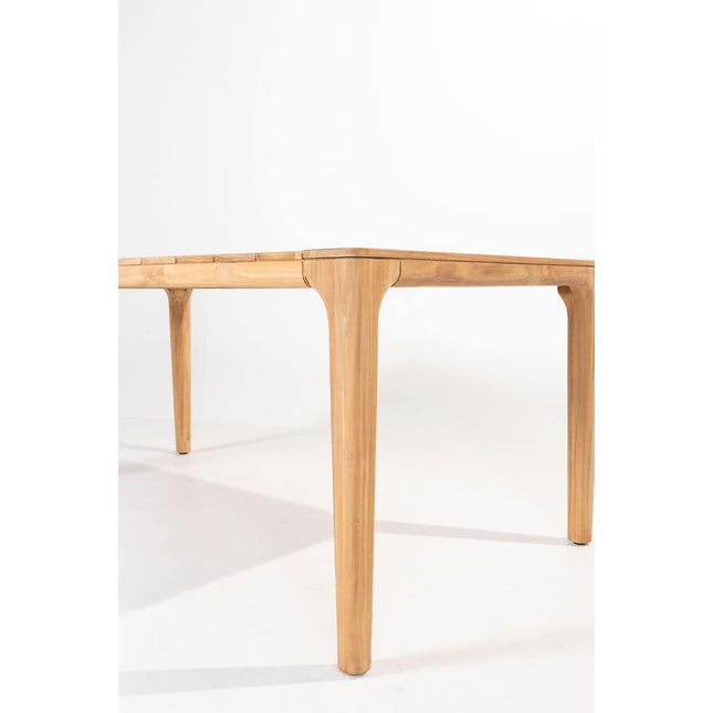 Taste 4SO Manitoba stapelbare dining stoel olive + Liam eettafel teak 180 cm