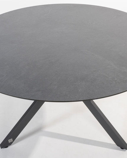 4 Seasons Outdoor Veneto Dining Anthrazit + Locarno Tisch HPL Schiefer Anthrazit 130 Ø CM