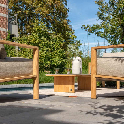 4 Seasons Outdoor Lucas salontafel teak 120 x 60 x 30 cm. Met keramiek terrazzo tafelblad