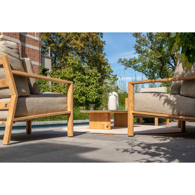 4 Seasons Outdoor Lucas salontafel teak 120 x 60 x 30 cm. Met keramiek terrazzo tafelblad